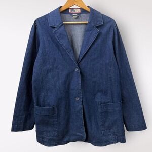 Vintage Old Navy Denim Blazer Jacket Y2K Masc Sleek‎ Office Hipster Minimalist